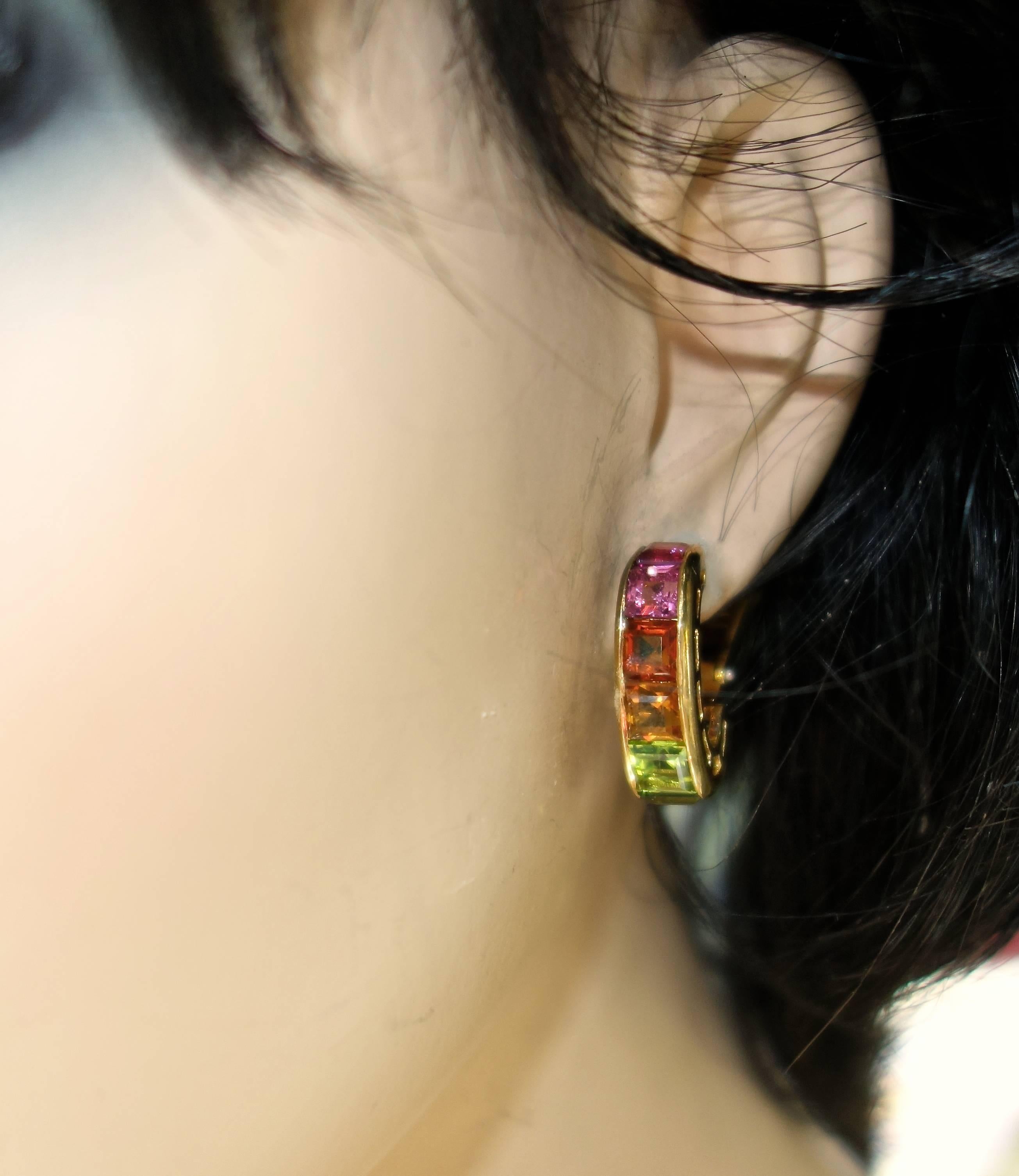 Women's or Men's 18K and multi gem Earrings