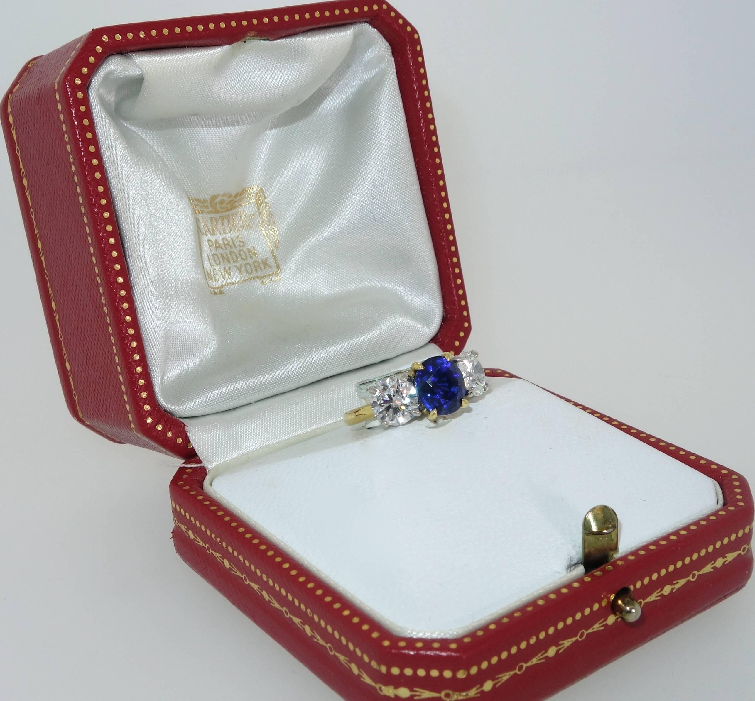 Cartier Diamond and Sapphire Ring In Excellent Condition In Aspen, CO