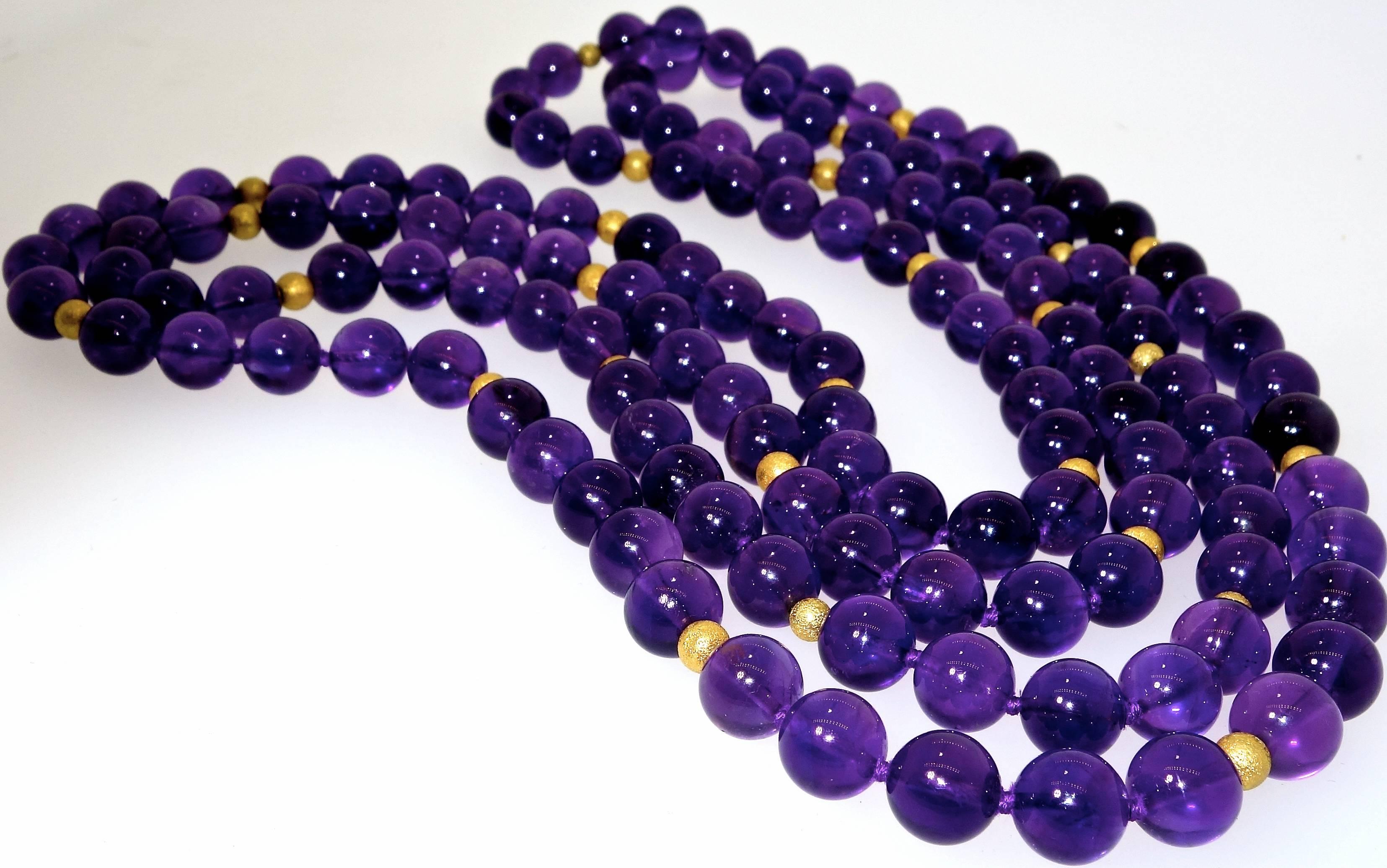 Amethyst and 18 Karat Gold Bead Long Necklace by Pierre/Famille 3