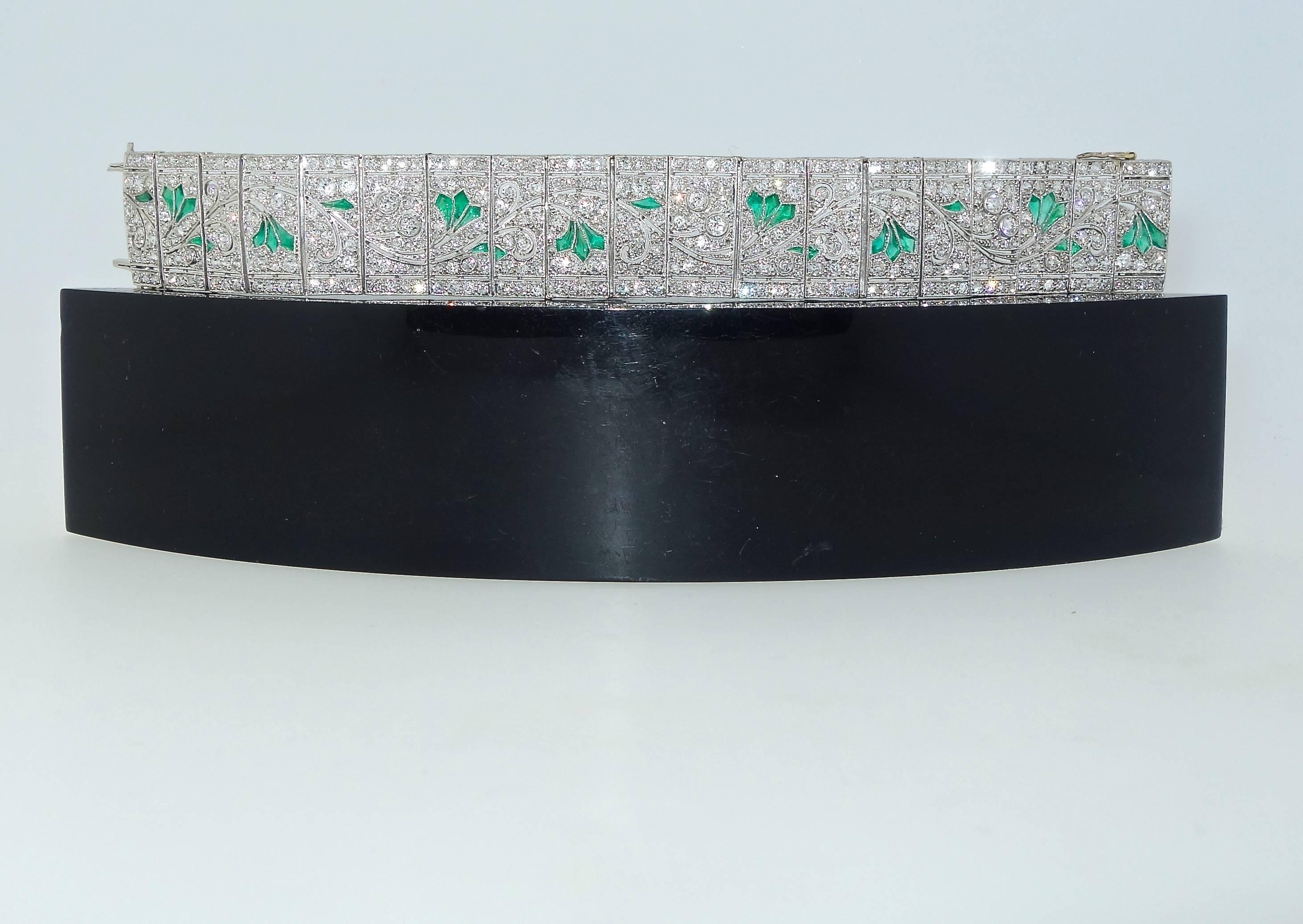 Art Deco Diamond and Emerald Bracelet, circa 1930 5