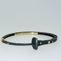 Pat Flynn Gold, Platinum, Diamond Steel Nail Bangle Bracelet