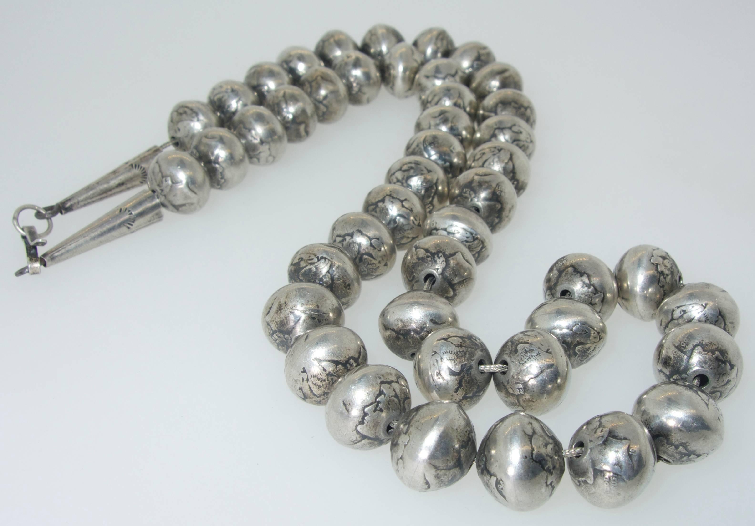 native american silver bead necklace