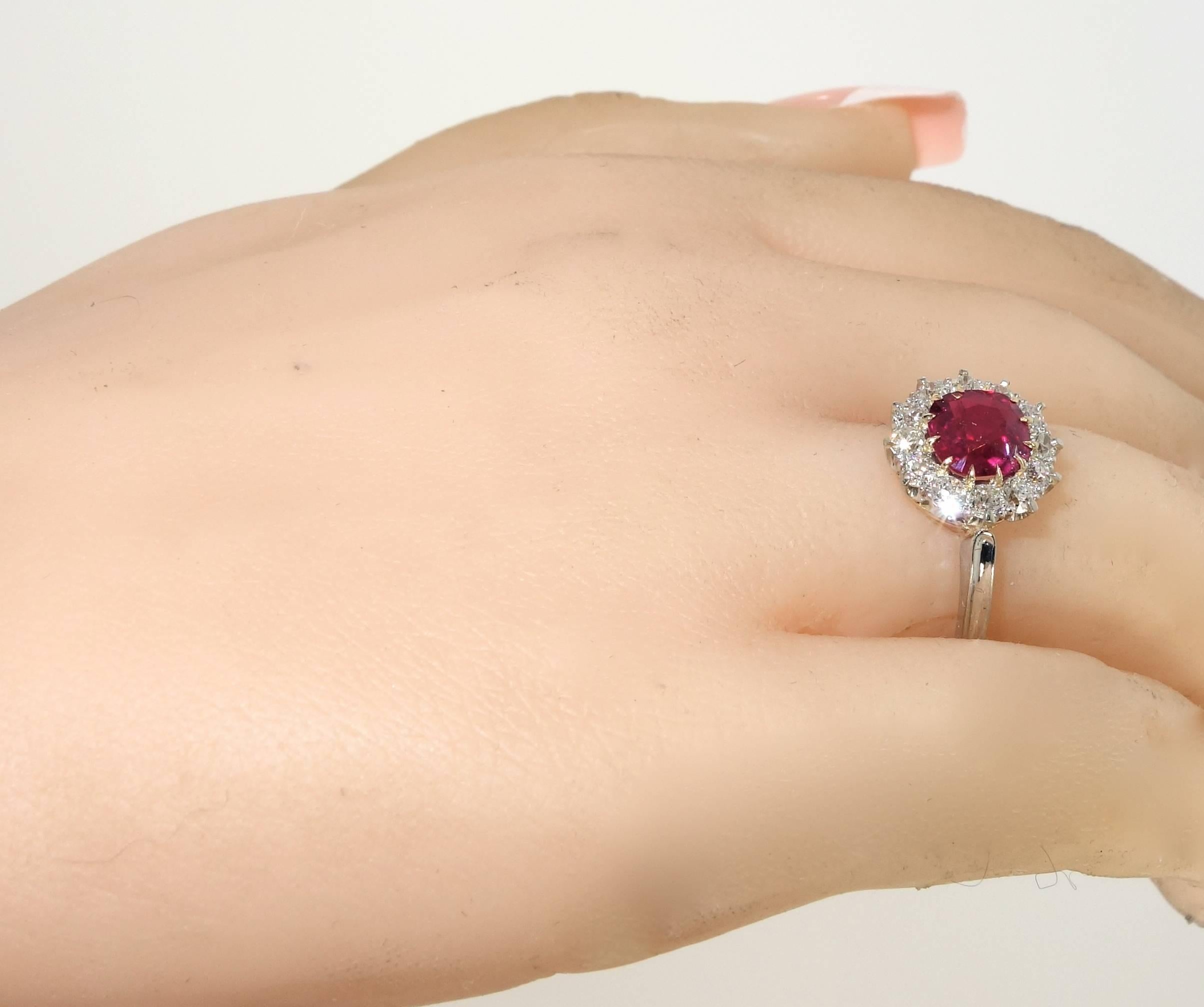 Antique Natural No Heat Burma Ruby and Diamond Ring, circa 1900 In Excellent Condition In Aspen, CO