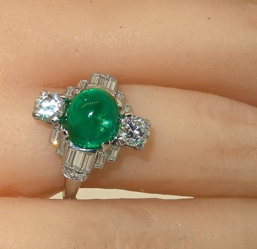 Art Deco Emerald and Diamond Ring, circa 1930 2