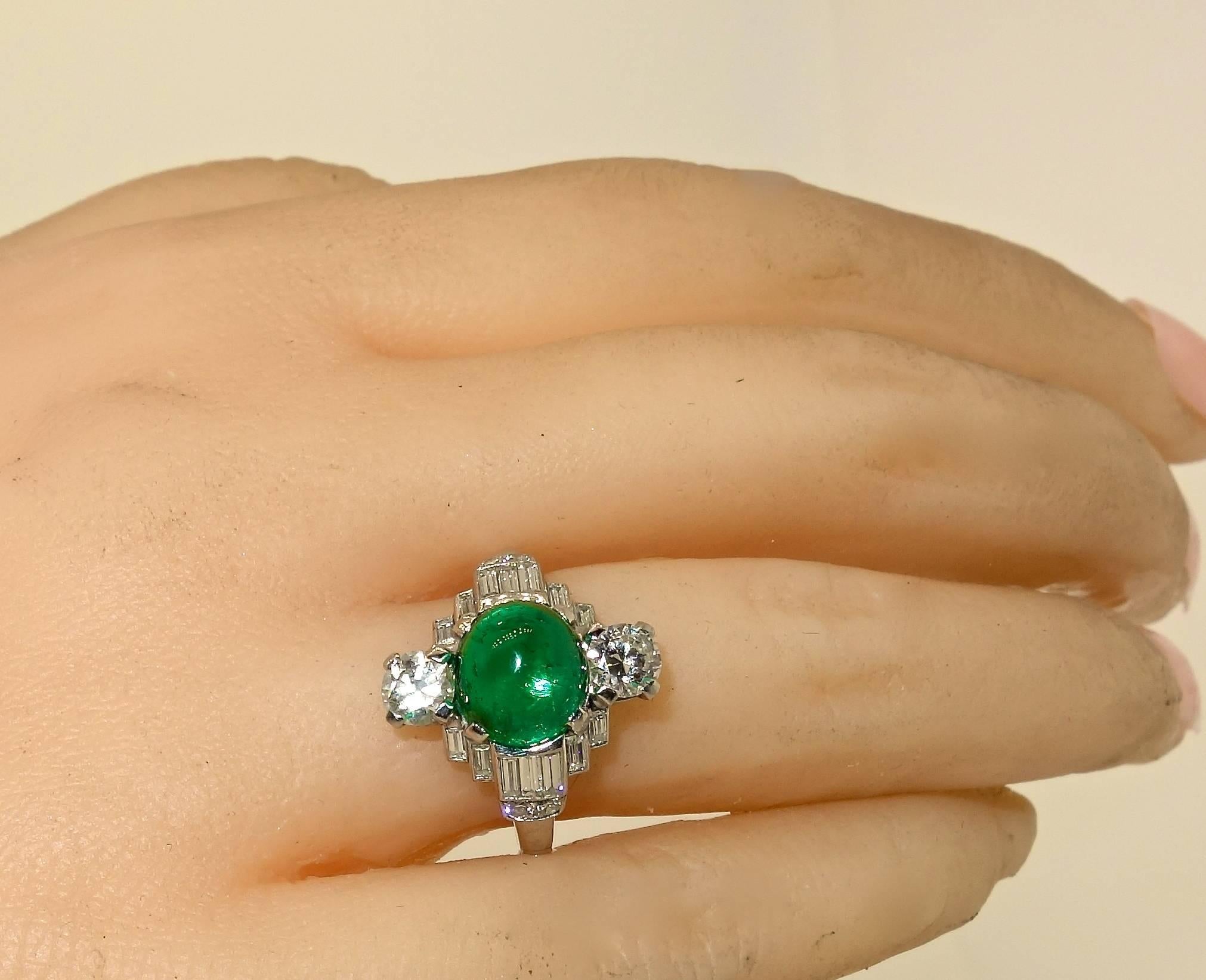 Art Deco Emerald and Diamond Ring, circa 1930 3