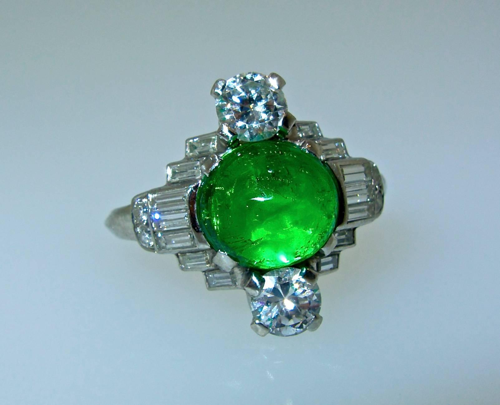 Art Deco Emerald and Diamond Ring, circa 1930 In Excellent Condition In Aspen, CO