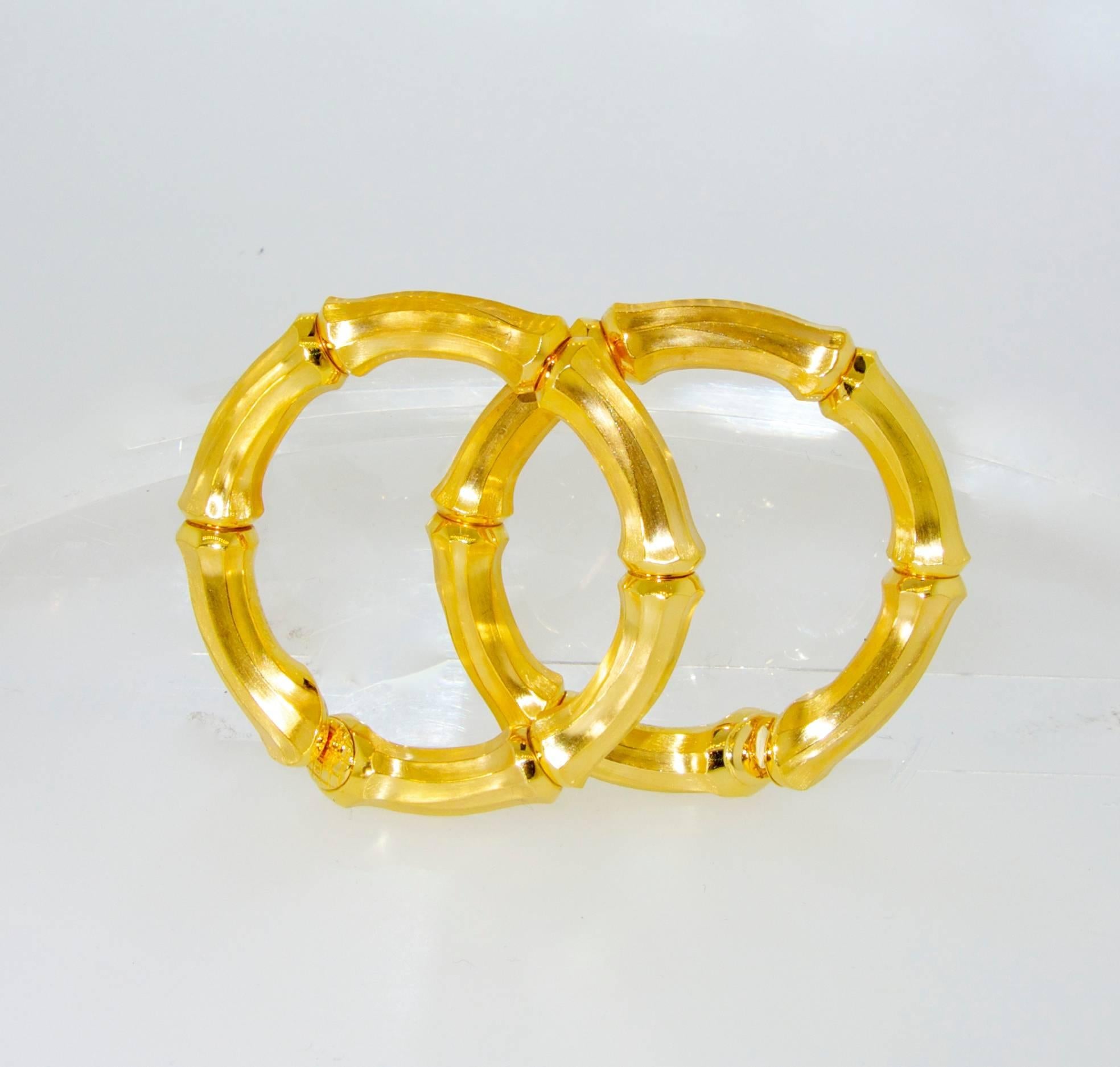 Cartier Large Bamboo 18 Karat Hoop Ear-Clips In Excellent Condition In Aspen, CO