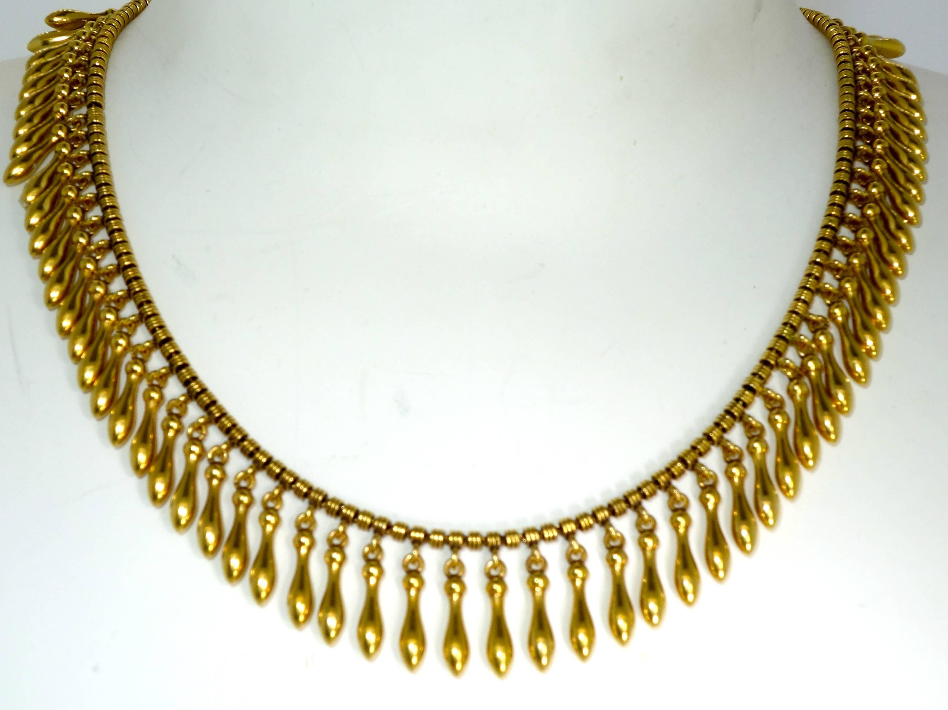 Victorian 19th Century Gold Fringe Necklace