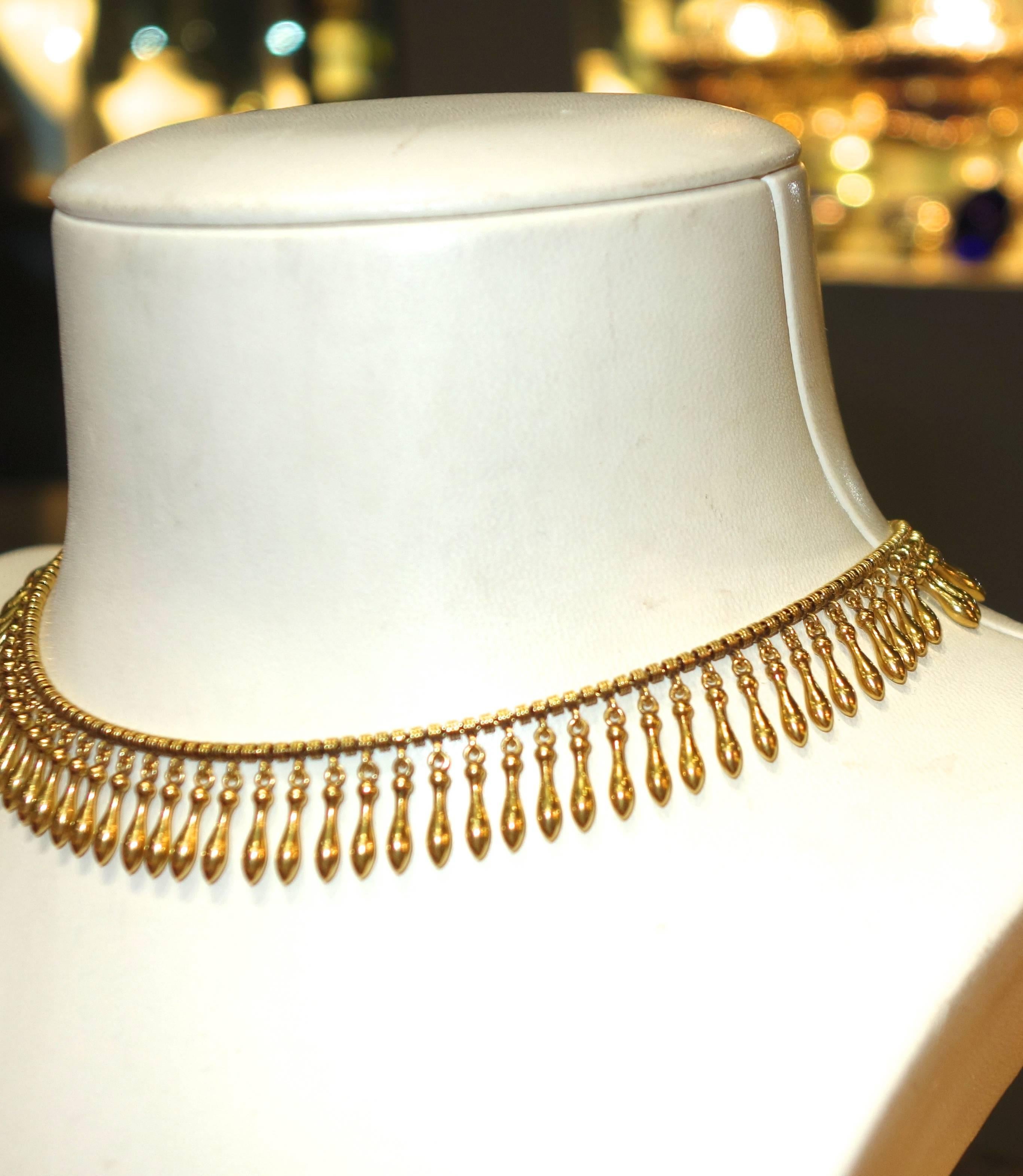 Women's or Men's 19th Century Gold Fringe Necklace