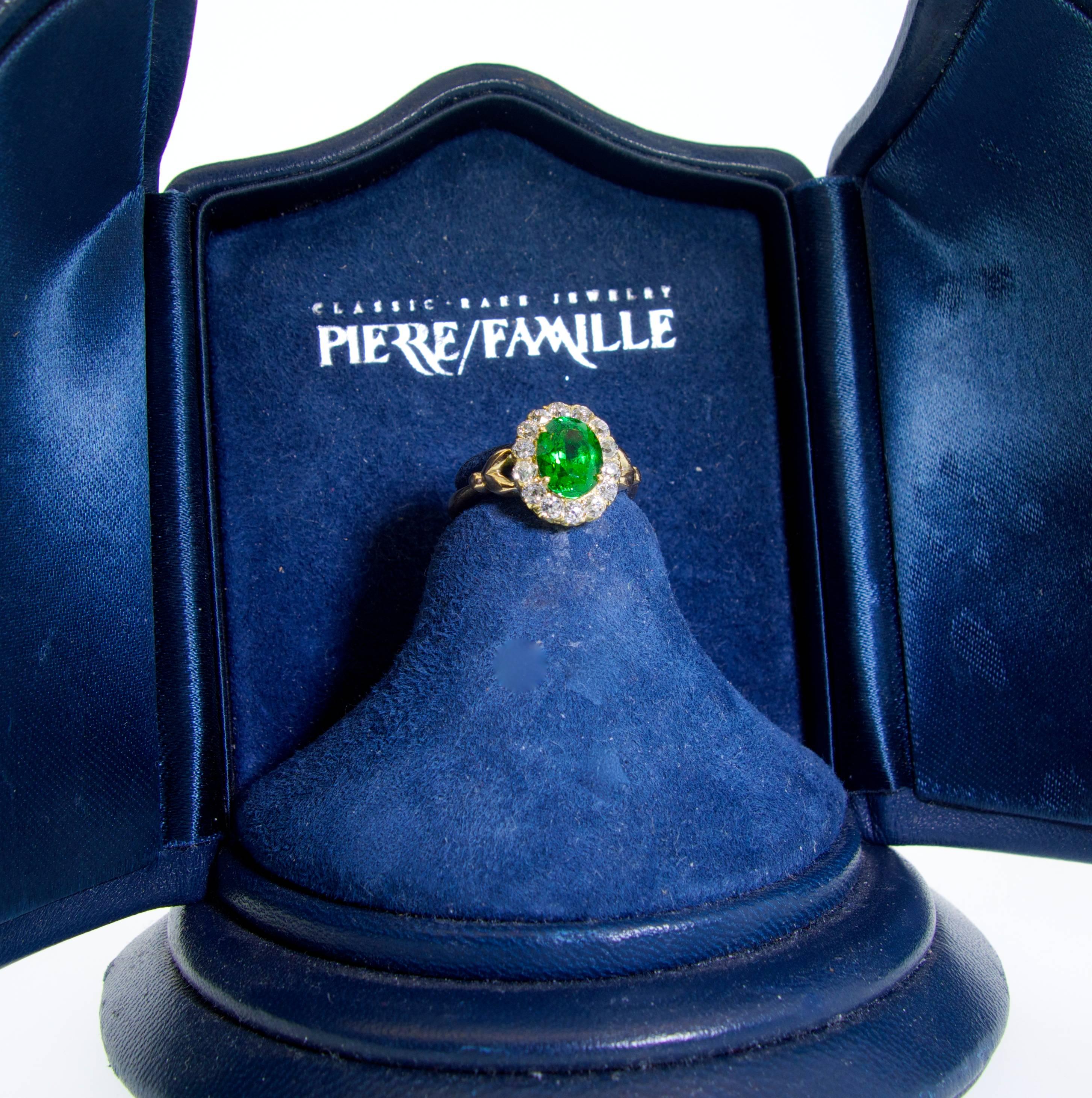 Victorian Fine Tsavorite and diamond Antique Ring