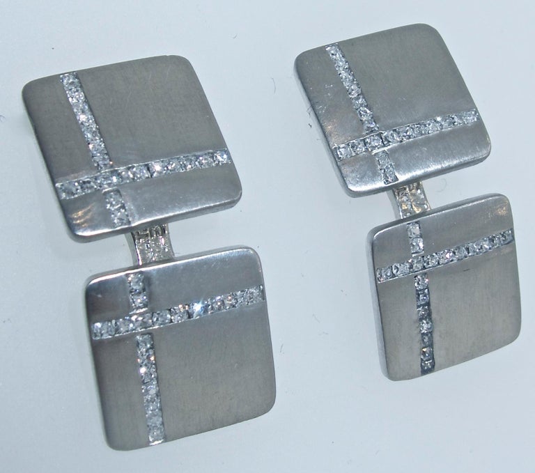 Platinum Cufflinks with Fancy Cut Diamonds, circa 1920 For Sale at 1stdibs