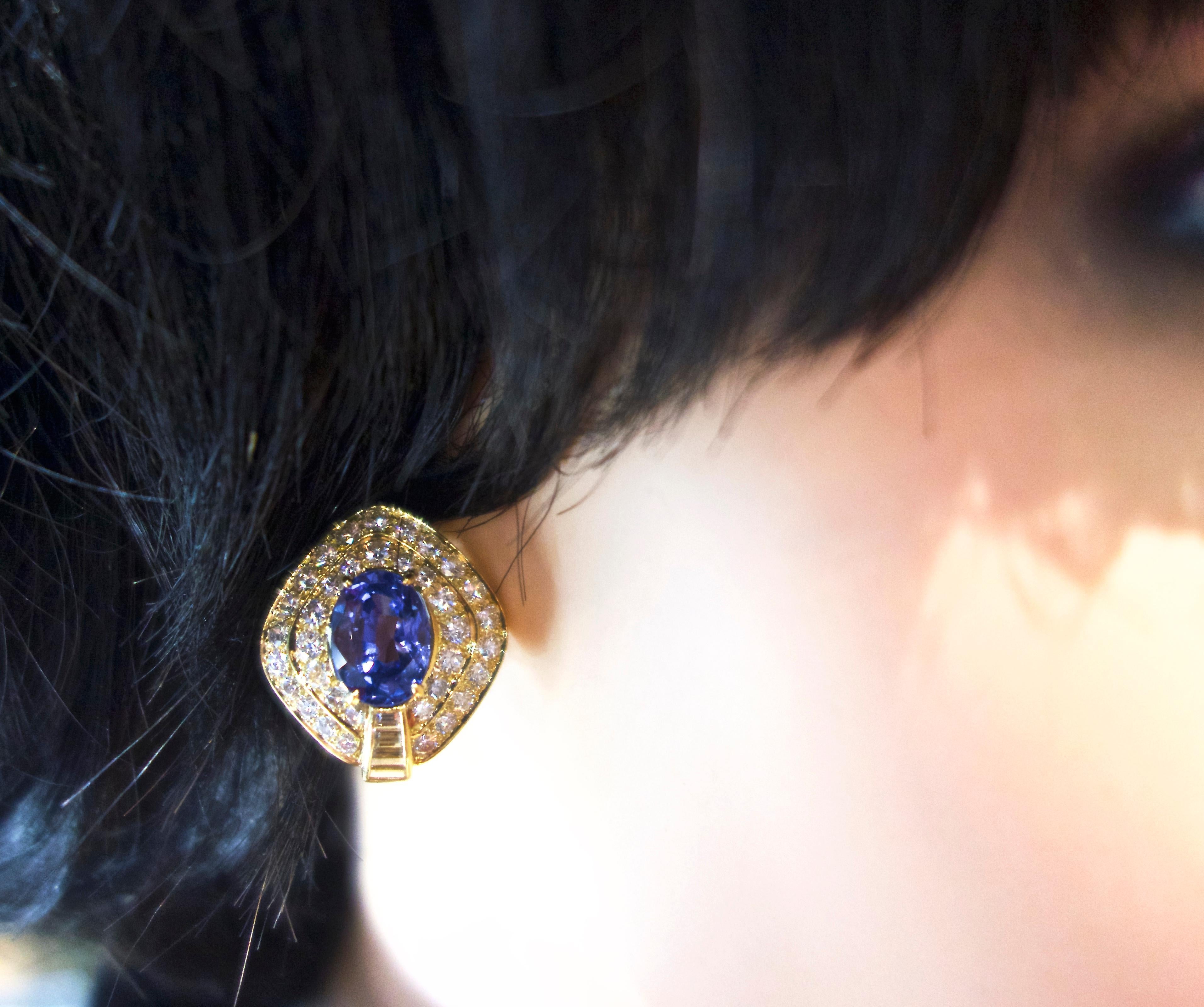 Women's or Men's Sapphire and Diamond Earrings