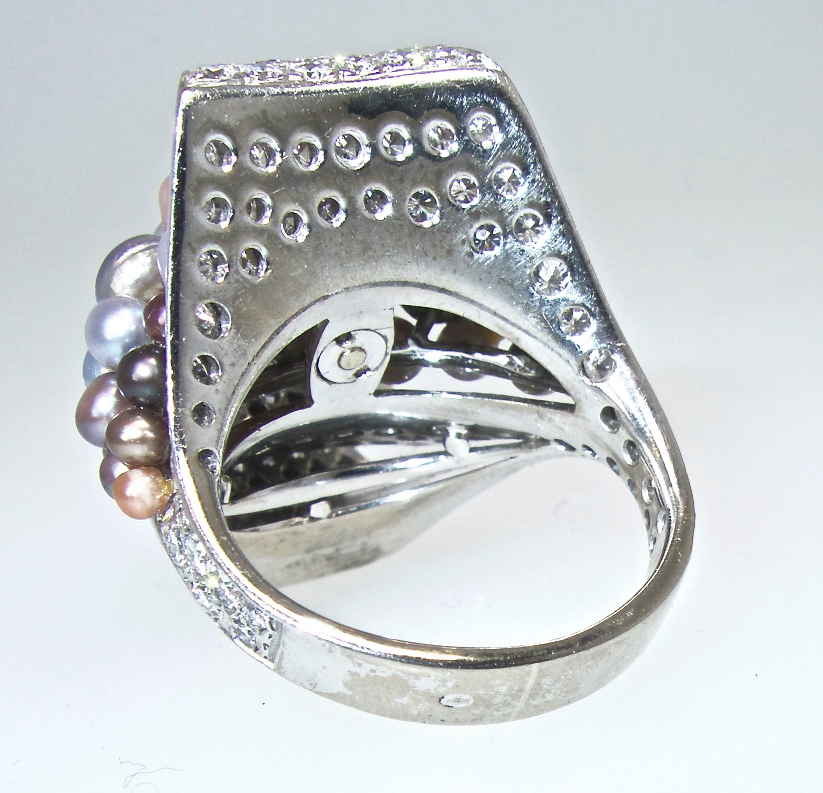 Women's or Men's Natural Pearl and Diamond Ring