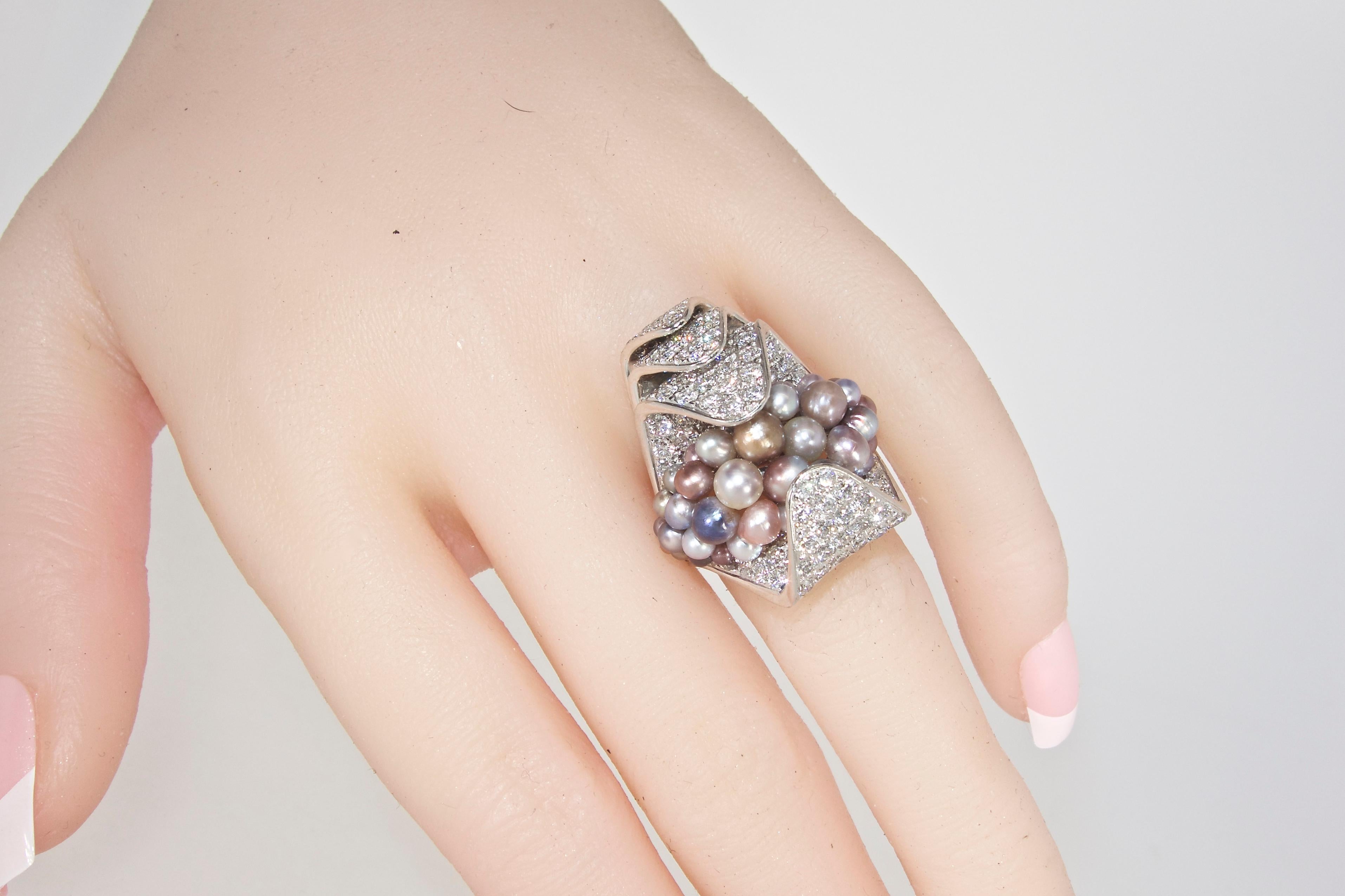 Natural Pearl and Diamond Ring 5