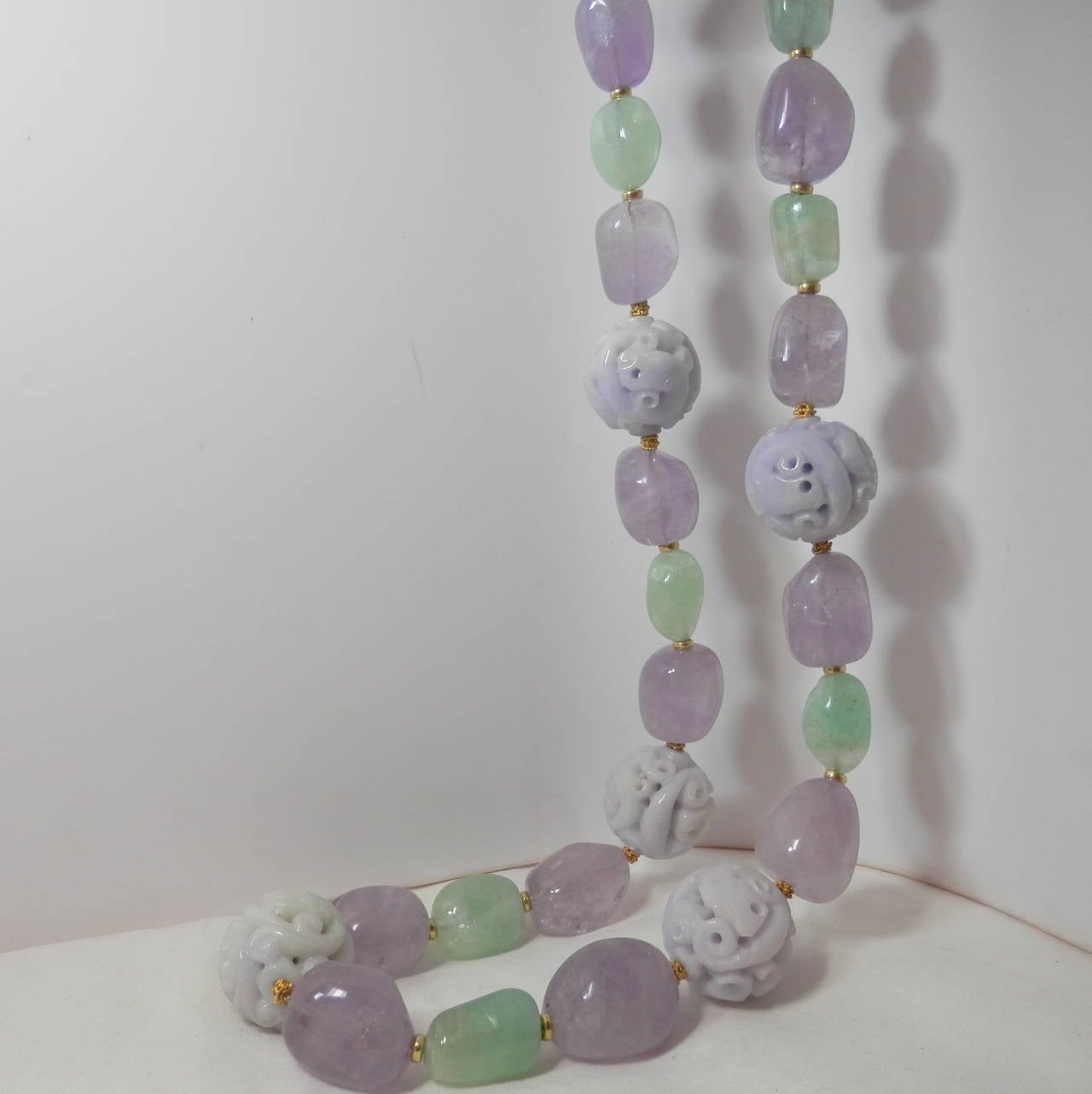 Emerald Jade  Amethyst Bead Necklace 1