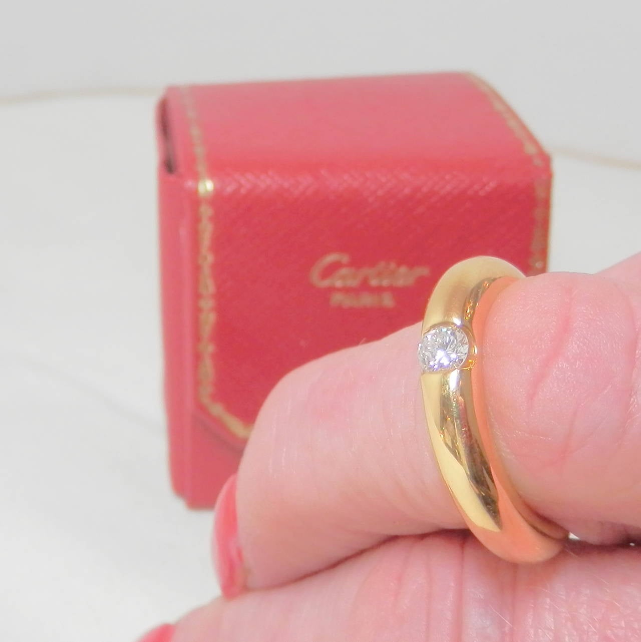 Cartier Diamond Gold Band Ring In Excellent Condition In Aspen, CO