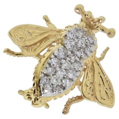 Yellow Gold and Diamond Bee Brooch