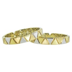 Two Matching Expandable Vintage Bracelets in 18K Yellow, Rose & White Gold