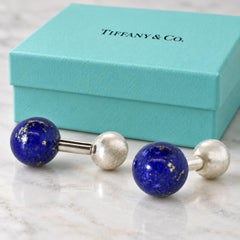 Tiffany & Co. Lapis Lazuli and Sterling Silver Barbell Vintage Cufflinks