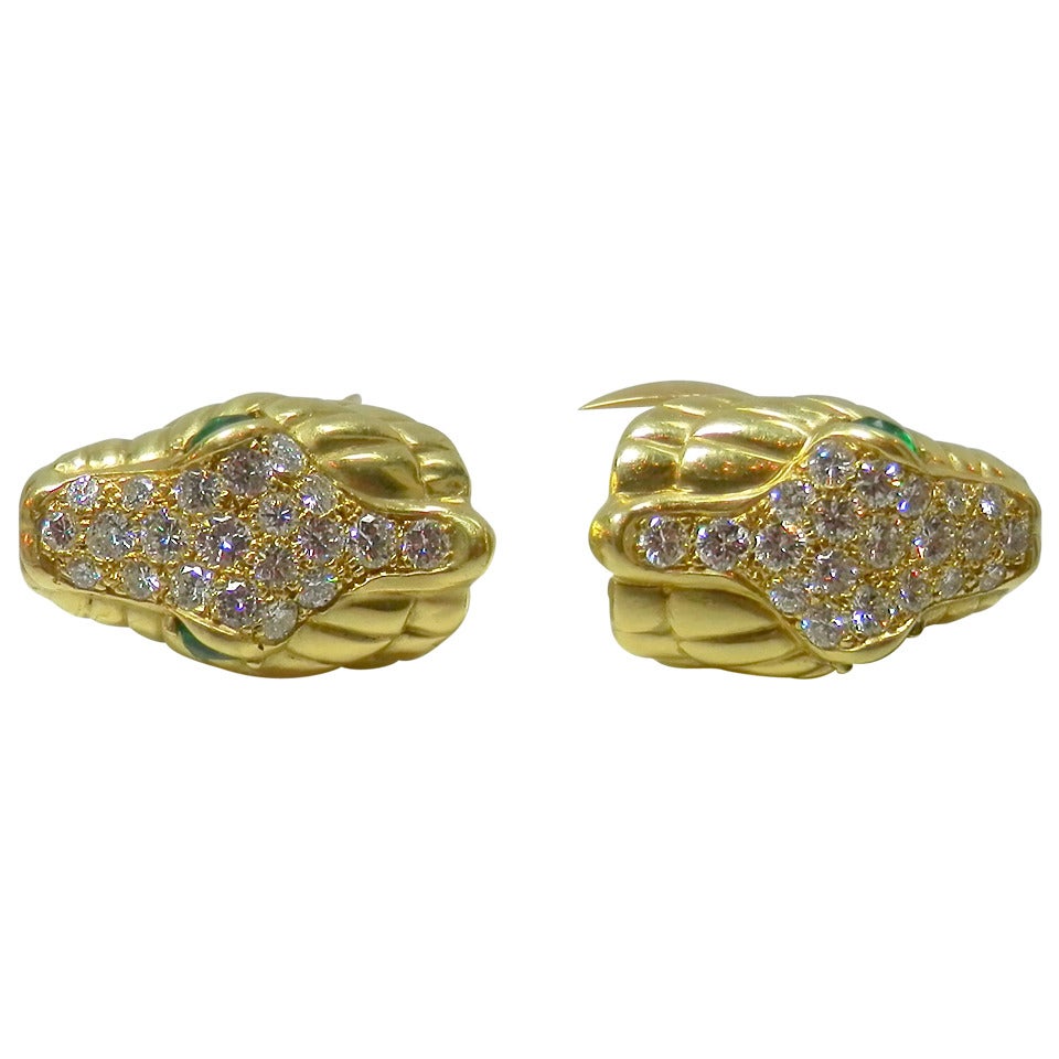 Emerald Diamond Gold Serpent Cufflinks