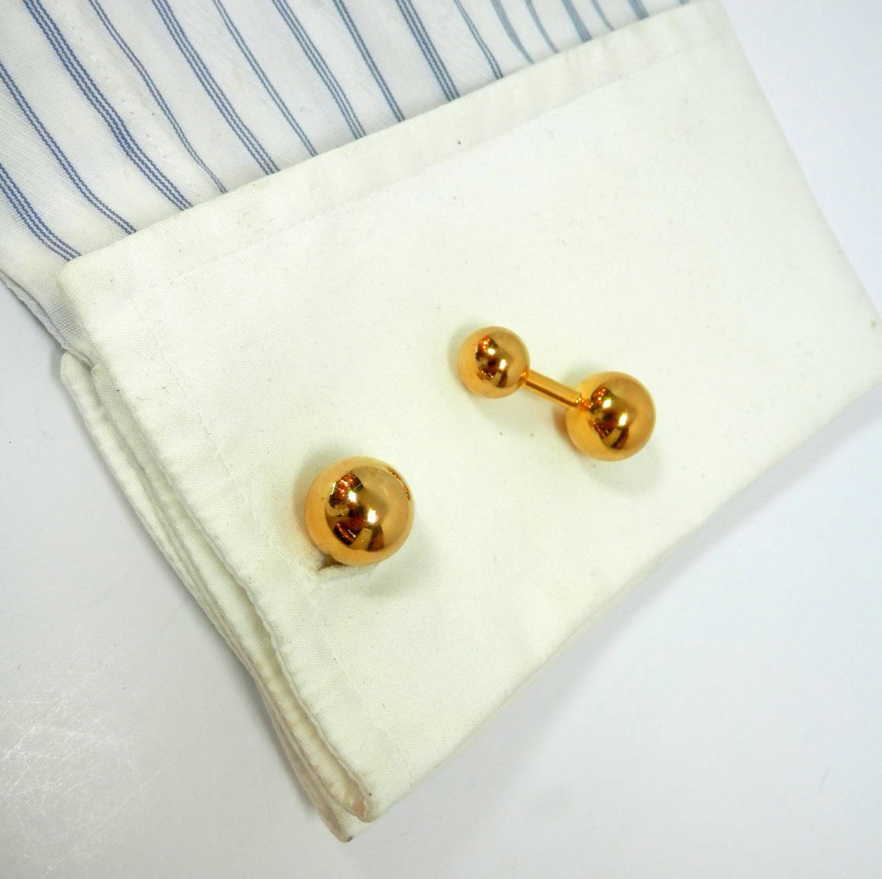 Cartier gold barbell cufflinks In Good Condition In Aspen, CO