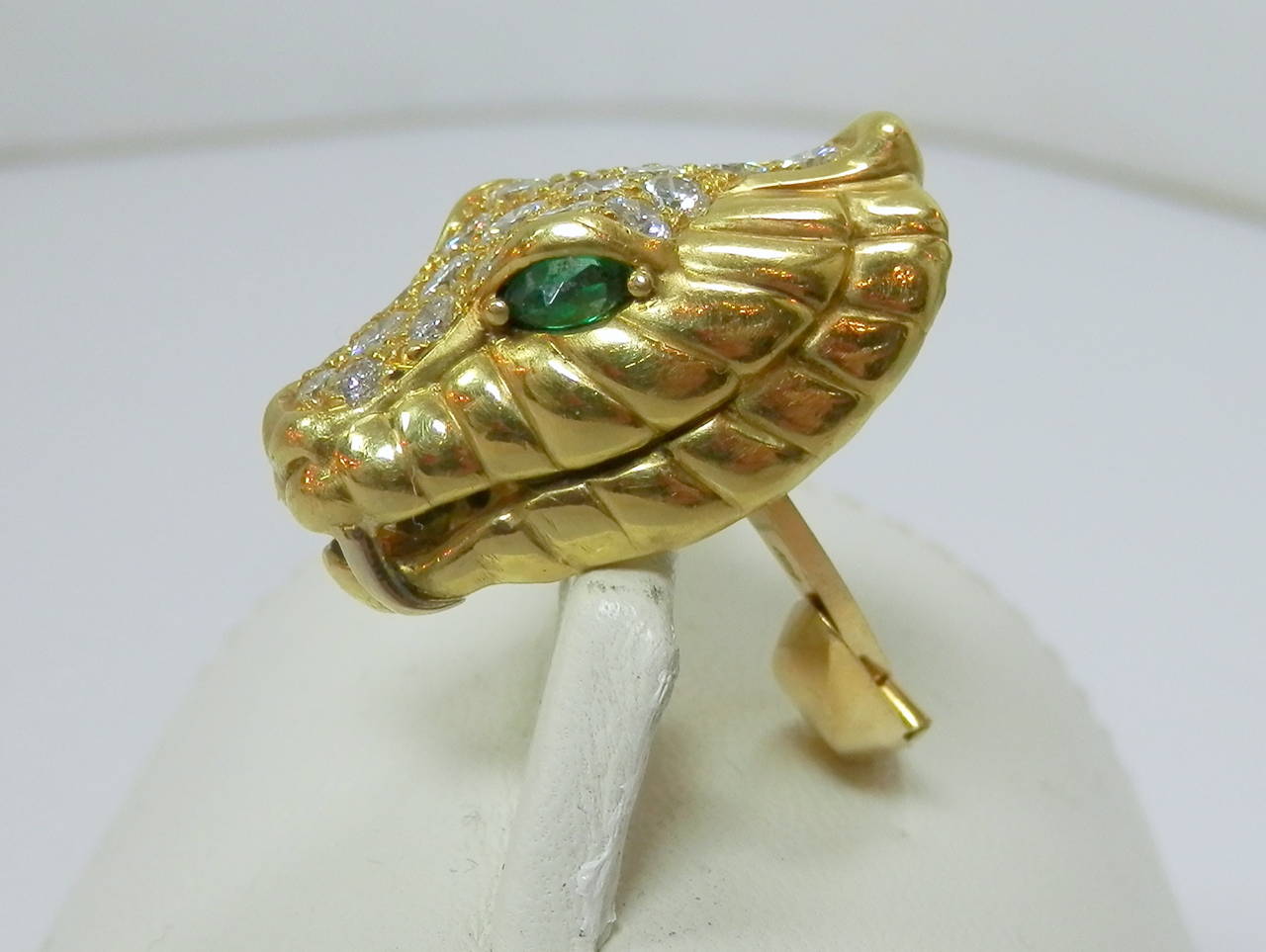 Women's or Men's Emerald Diamond Gold Serpent Cufflinks