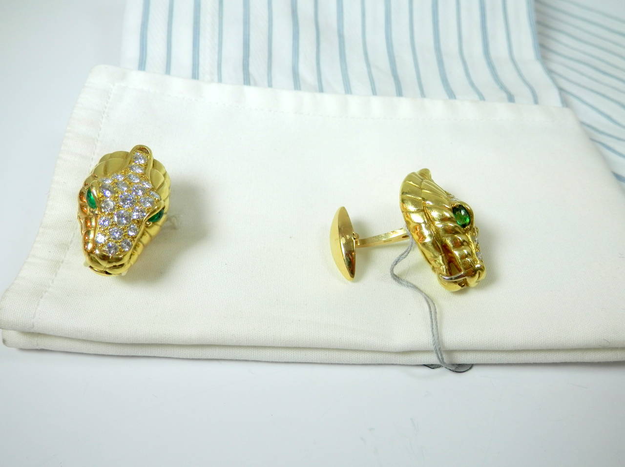 Emerald Diamond Gold Serpent Cufflinks 1