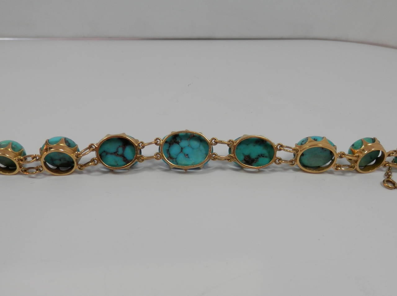 Turquoise Gold Link Bracelet For Sale at 1stDibs