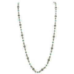 Pearl Emerald Diamond Platinum Chain