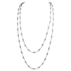 Frosted Rock Crystal Onyx Diamond Platinum Long Chain