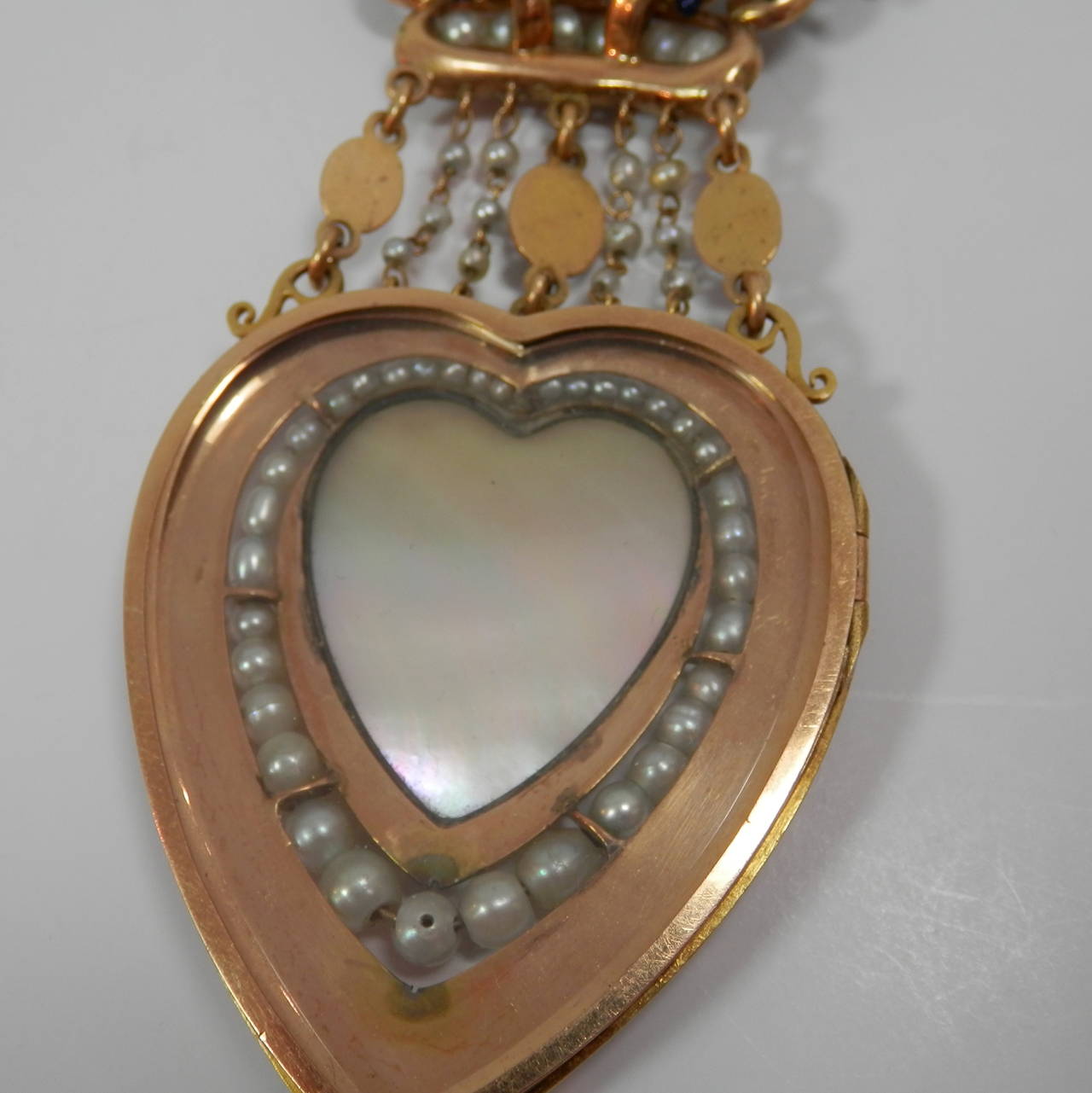 Women's Victorian Fine Enamel Natural Pearl Gold Necklace