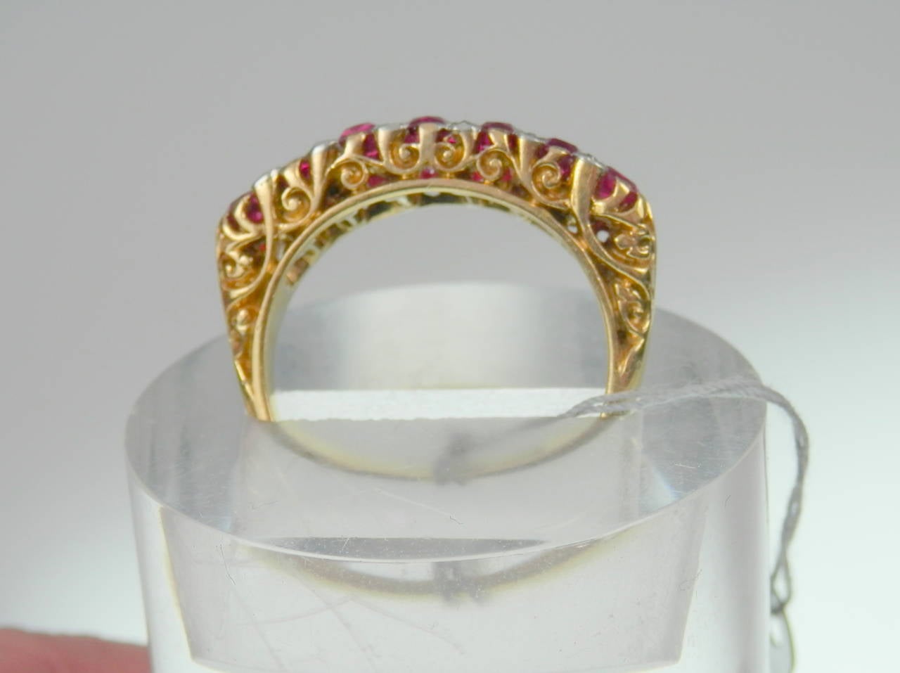 Belle Époque Antique No Heat Burma Ruby Diamond Gold Band Ring