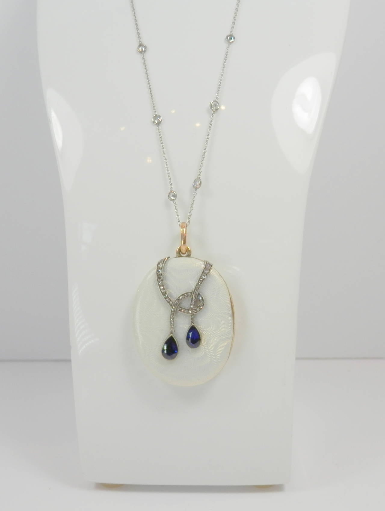 Antique Russian Sapphire Diamond gold Locket