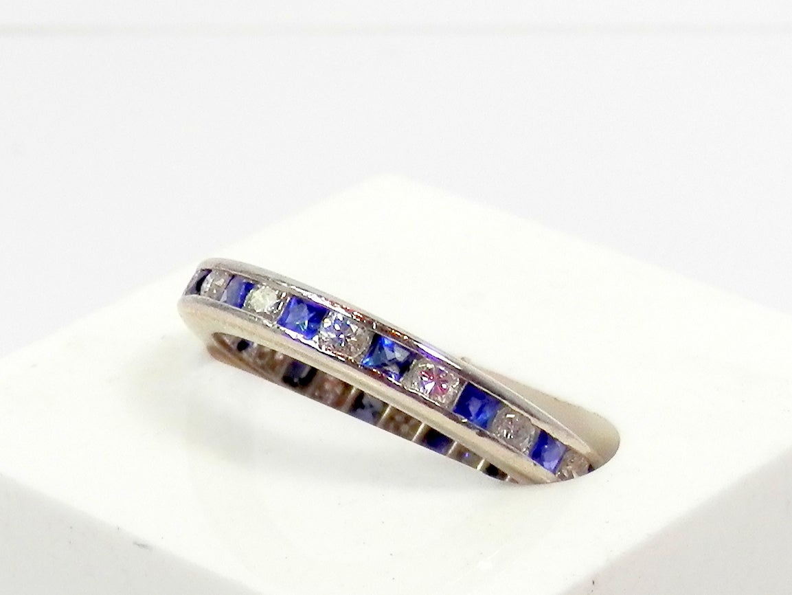 Sapphire Diamond Platinum Eternity Band In Excellent Condition In Aspen, CO