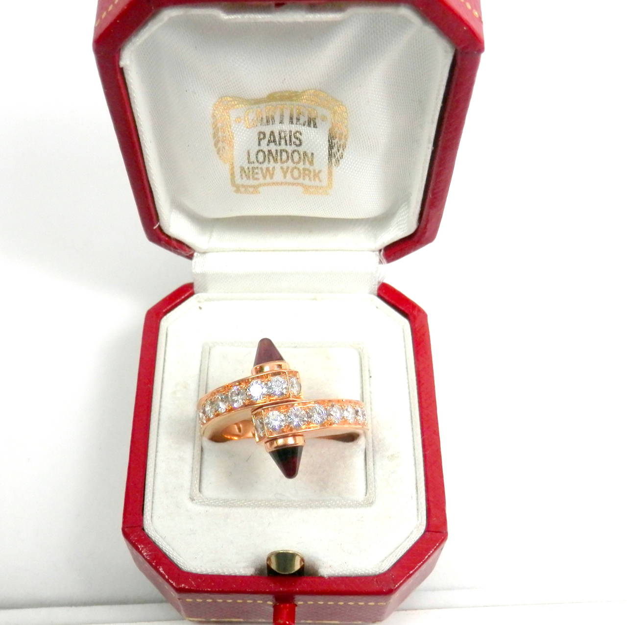 Women's Cartier Garnet Diamond Gold Bypass Ring
