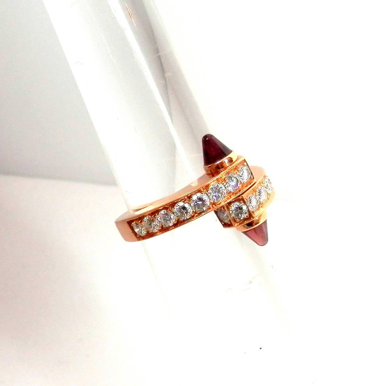 Contemporary Cartier Garnet Diamond Gold Bypass Ring
