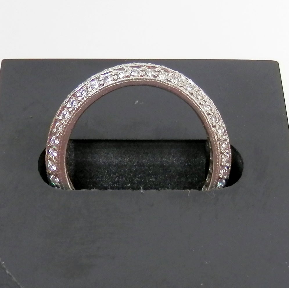 Contemporary Diamond Platinum Three-Row Eternity Band Ring