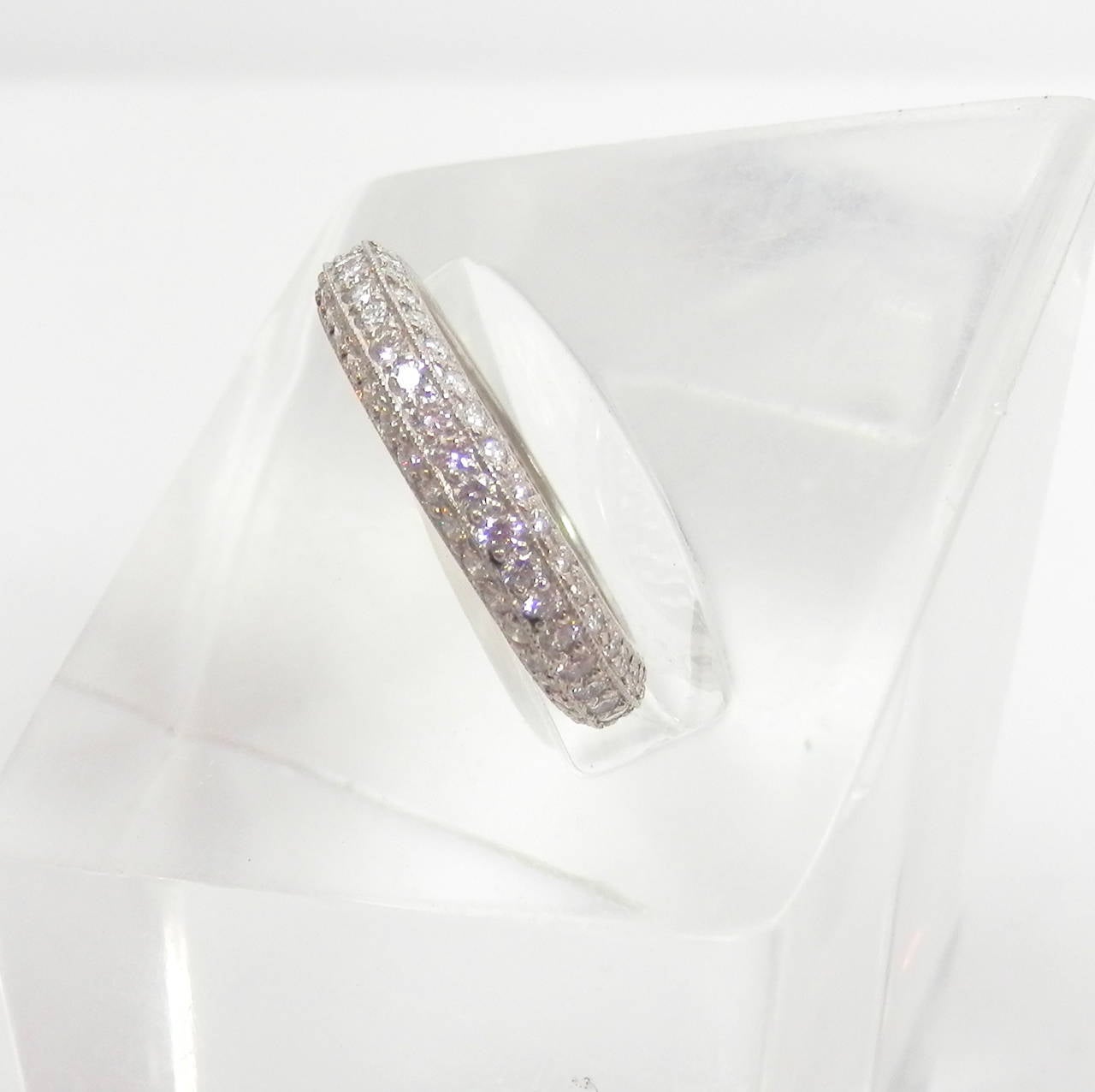 Diamond Platinum Three-Row Eternity Band Ring In Excellent Condition In Aspen, CO