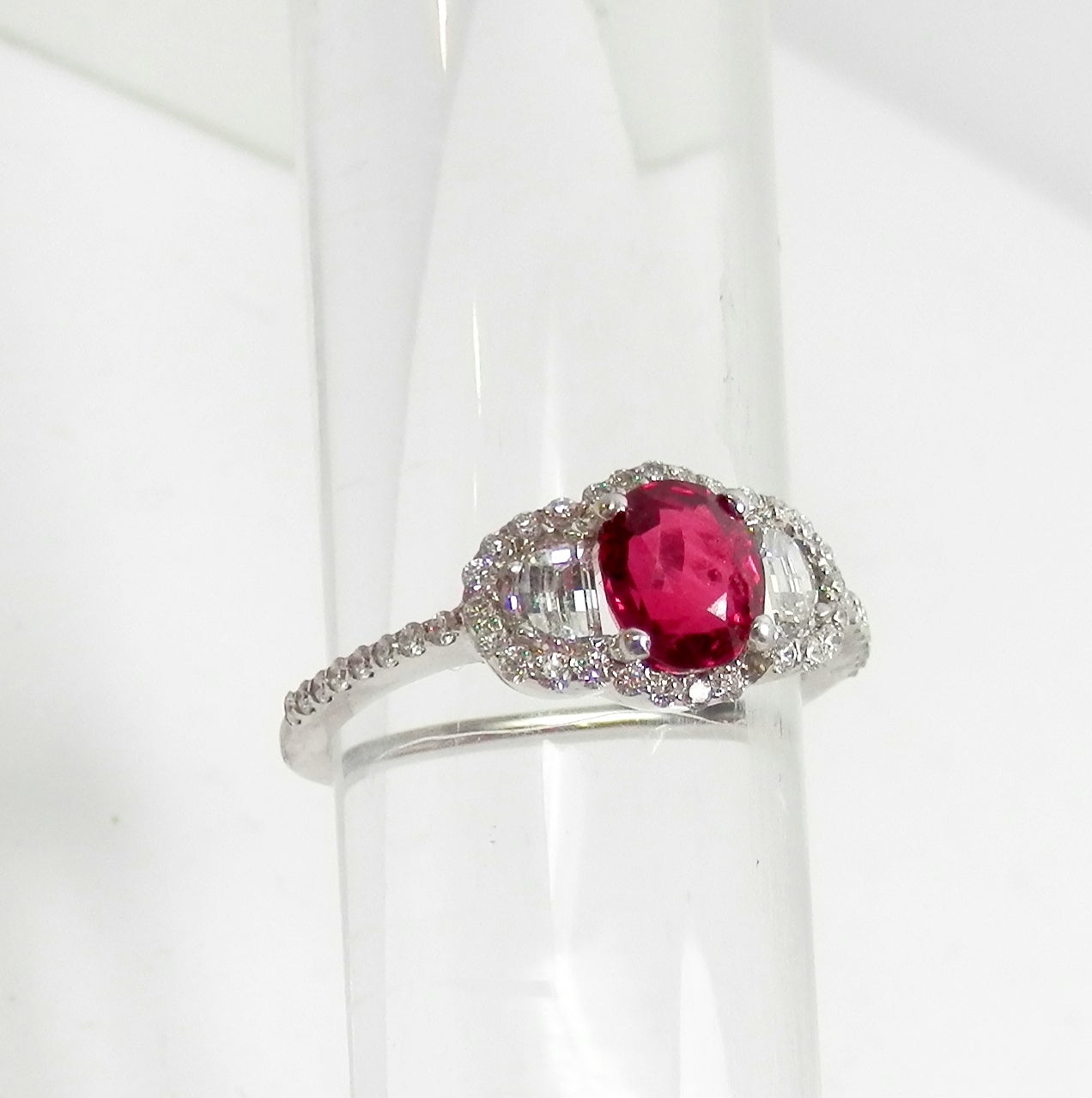 Petite Burma No Heat Ruby Diamond Platinum Ring 2