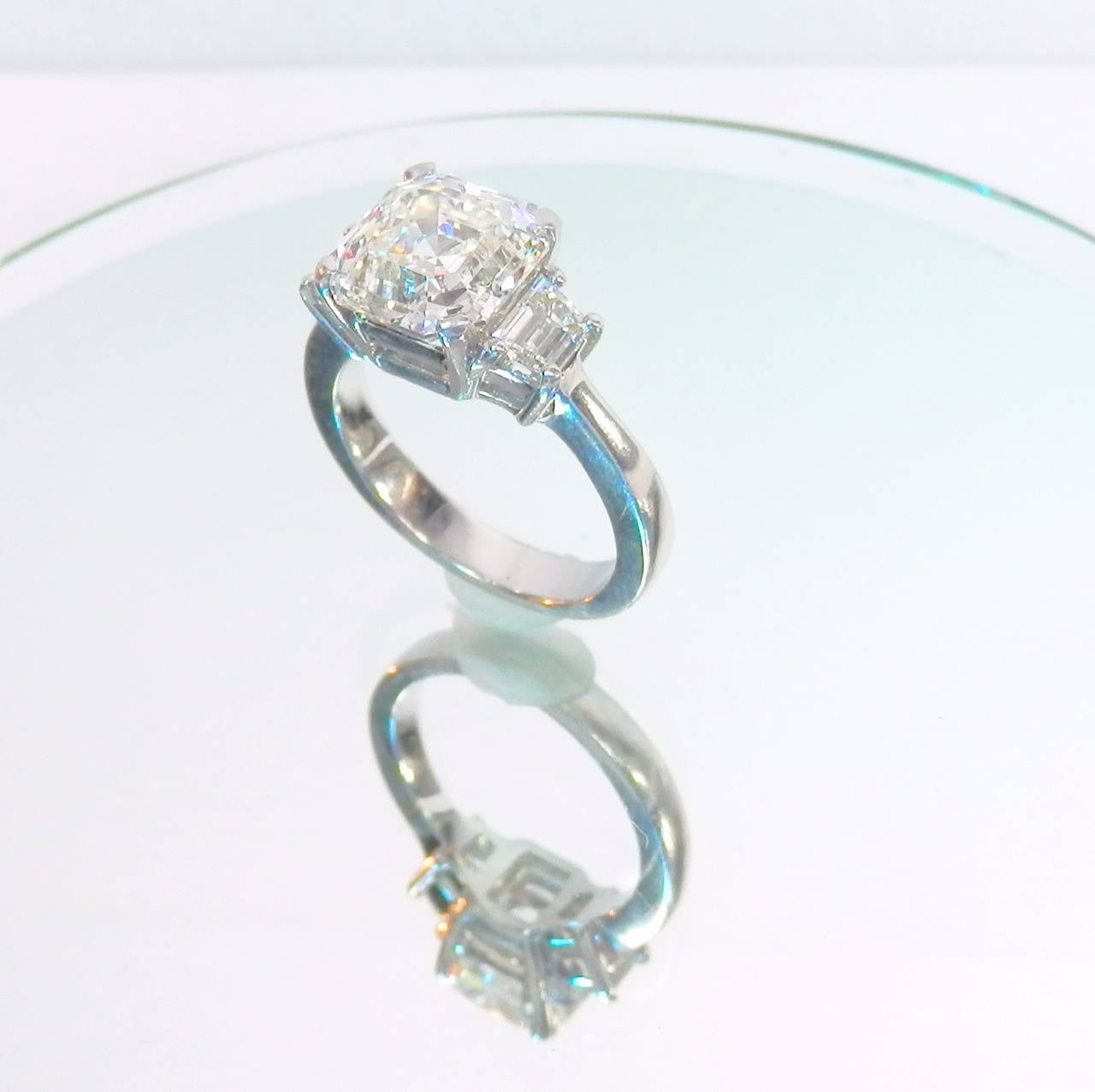 4.19 Carat Royal Asscher Cut GIA Cert Diamond Platinum Ring In Excellent Condition In Aspen, CO