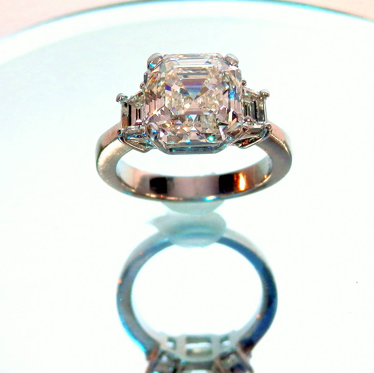 4.19 Carat Royal Asscher Cut GIA Cert Diamond Platinum Ring 2