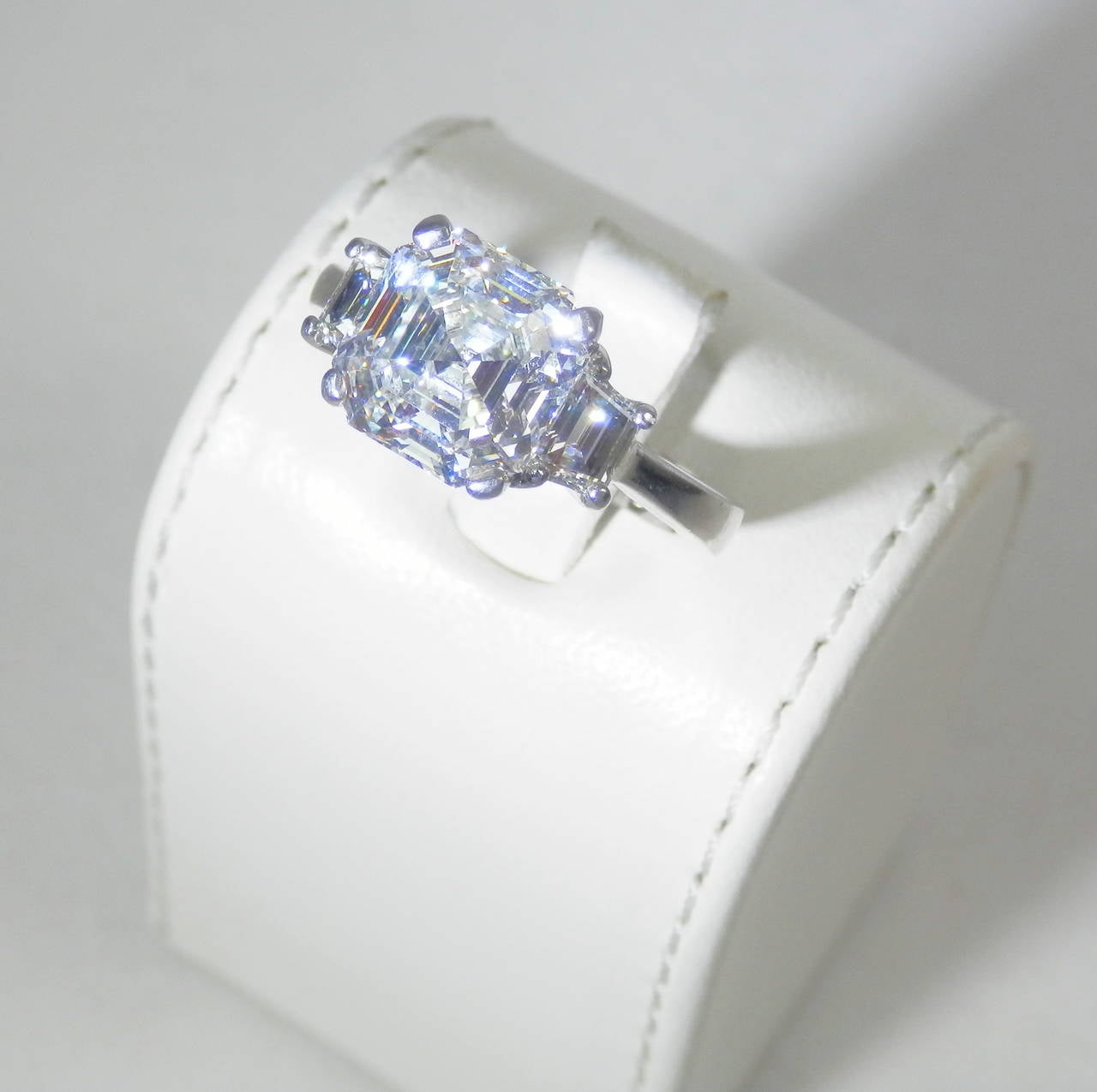 Women's 4.19 Carat Royal Asscher Cut GIA Cert Diamond Platinum Ring