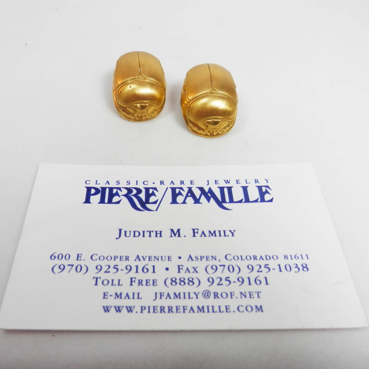 Women's Julius Cohen gold Scarab earrings