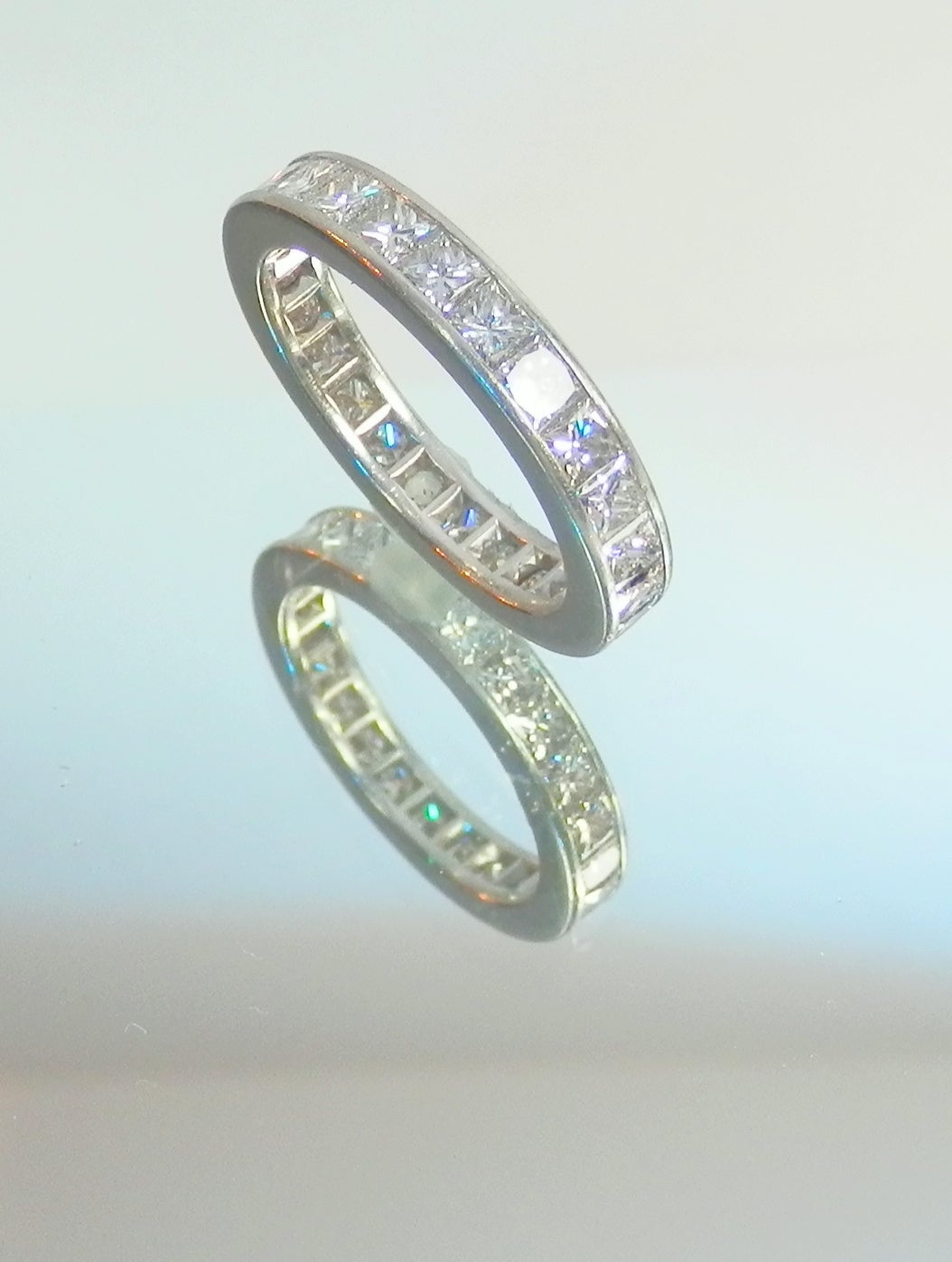 Contemporary Fine Diamond Platinum Eternity Band Ring