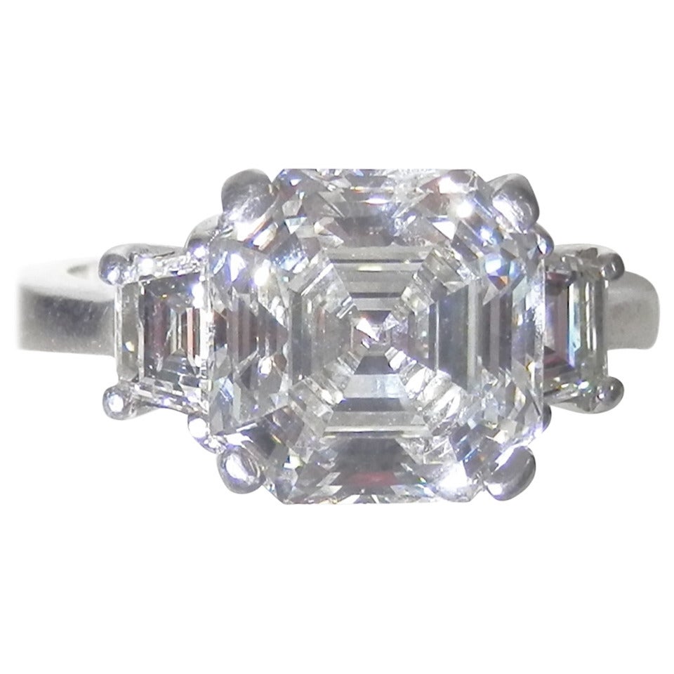 4.19 Carat Royal Asscher Cut GIA Cert Diamond Platinum Ring