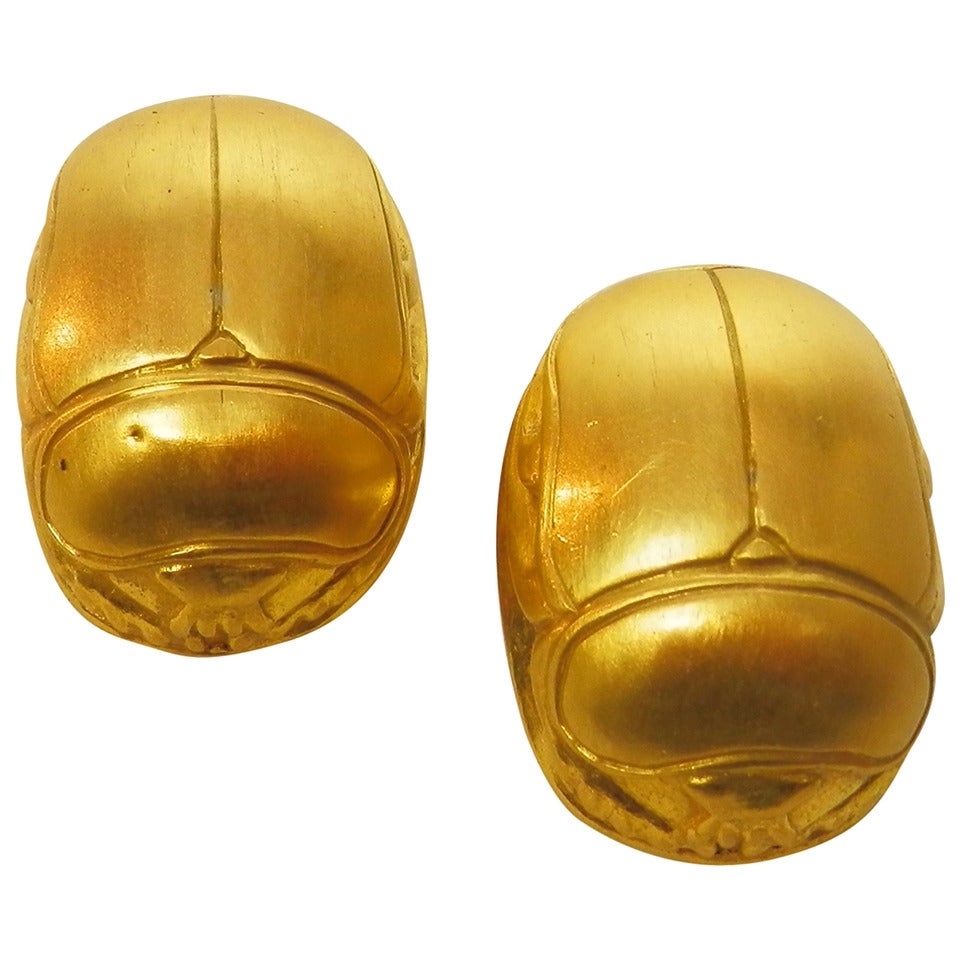 Julius Cohen gold Scarab earrings