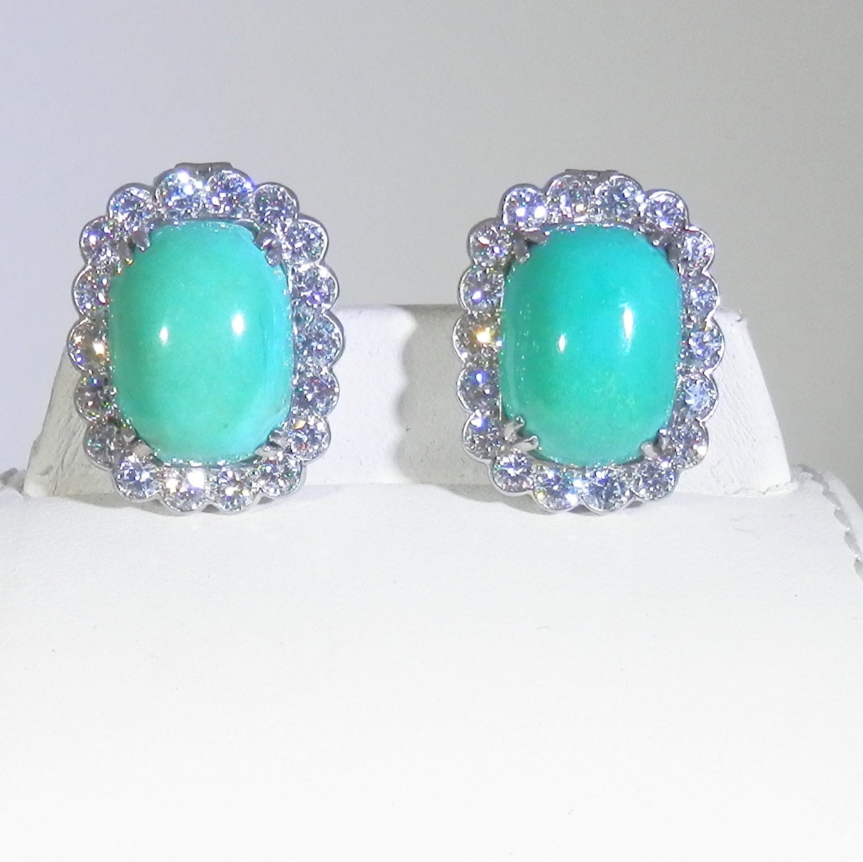 Van Cleef & Arpels Turquoise Diamond Platinum Earrings In Good Condition In Aspen, CO