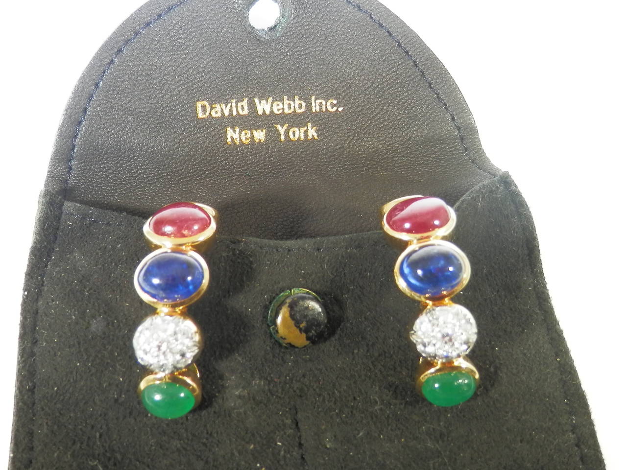 David Webb multi Stone Gold Hoop earrings 3