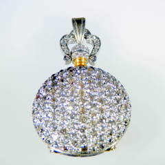 Lady's Platinum Diamond Antique Pendant Watch