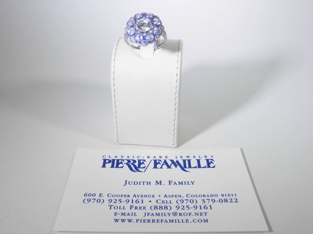 1920s Sapphire Diamond Platinum Cluster Ring 4